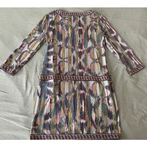 BCBG MAXAZRIA multi-color dress SZ Sm 3/4 sleeve drop waist dress - Picture 4 of 7